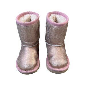 UGG AUSTRALIA Classic Metallic Pink Boots Girls 6 EU 22 Rose Gold Toddler Girl